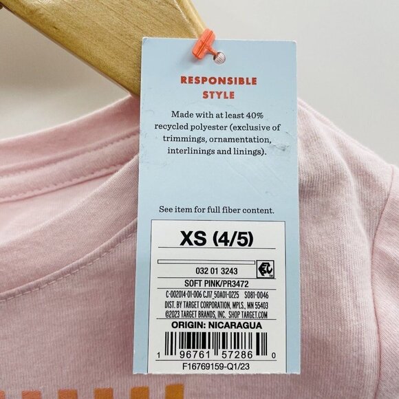 Cat & Jack Girls Size XS 4/5 Short Sleeve Good Okay Cool Graphic T-shirt 2477 - Picture 4 of 5